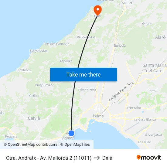 Ctra. Andratx - Av. Mallorca 2 (11011) to Deià map
