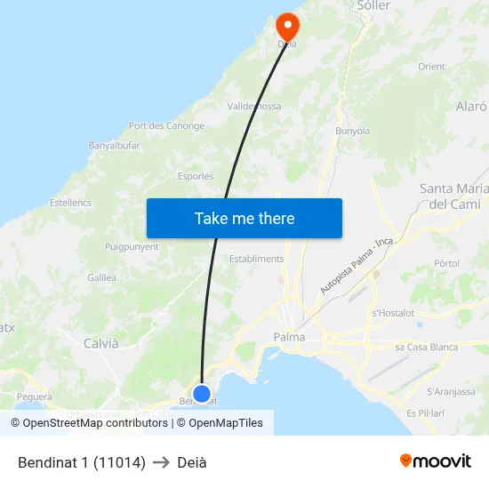 Bendinat 1 (11014) to Deià map