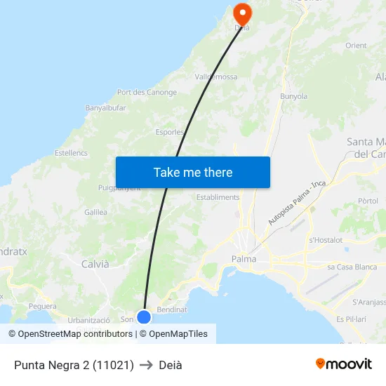 Punta Negra 2 (11021) to Deià map