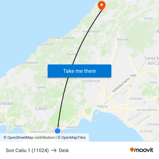 Son Caliu 1 (11024) to Deià map