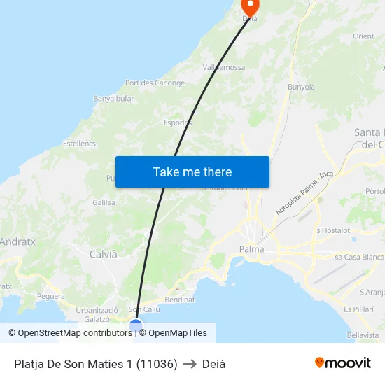 Platja De Son Maties 1 (11036) to Deià map
