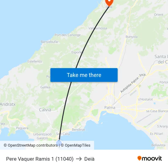 Pere Vaquer Ramis 1 (11040) to Deià map