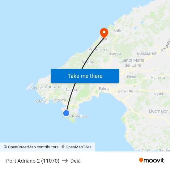Port Adriano 2 (11070) to Deià map
