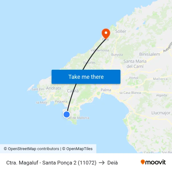 Ctra. Magaluf - Santa Ponça 2 (11072) to Deià map