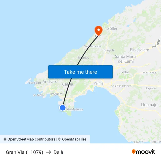 Gran Via (11079) to Deià map
