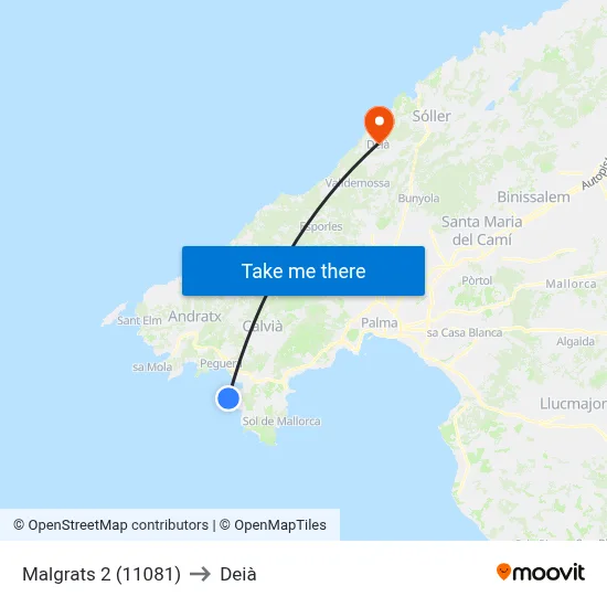 Malgrats 2 (11081) to Deià map