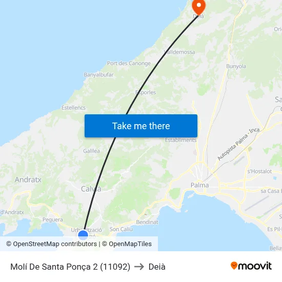 Molí De Santa Ponça 2 (11092) to Deià map