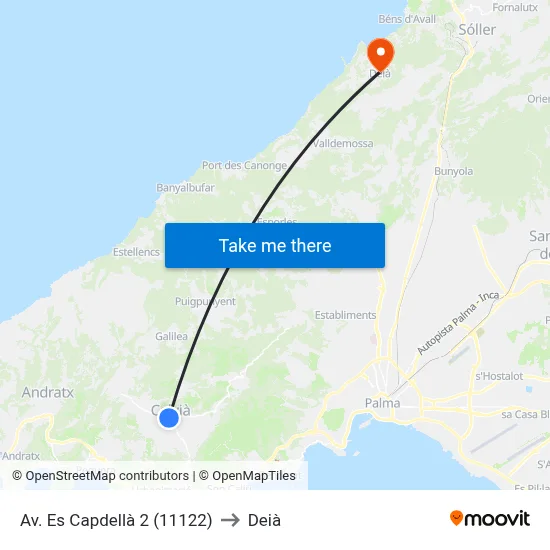 Av. Es Capdellà 2 (11122) to Deià map