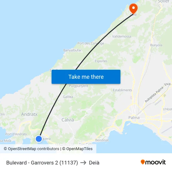 Bulevard - Garrovers 2 (11137) to Deià map