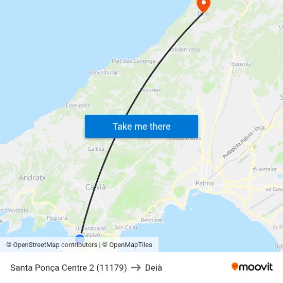 Santa Ponça Centre 2 (11179) to Deià map