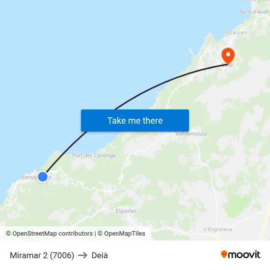 Miramar 2 (7006) to Deià map