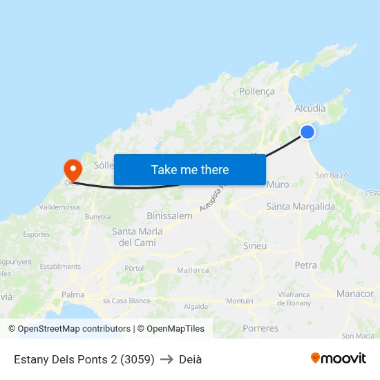 Estany Dels Ponts 2 (3059) to Deià map