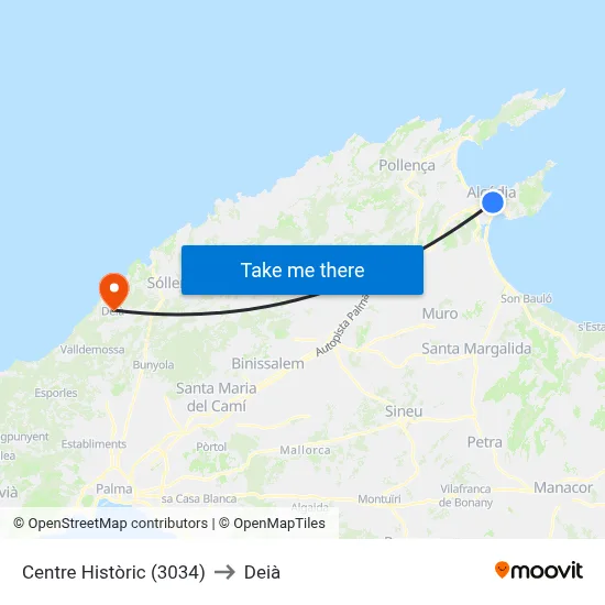 Centre Històric (3034) to Deià map