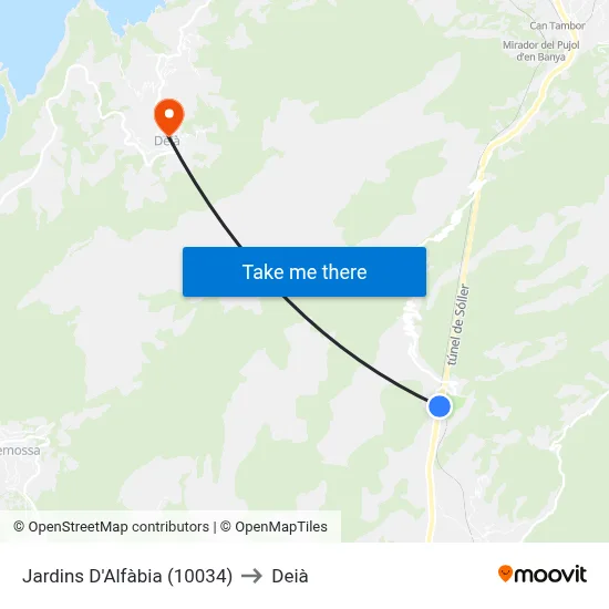 Jardins D'Alfàbia (10034) to Deià map