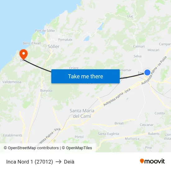Inca Nord 1 (27012) to Deià map