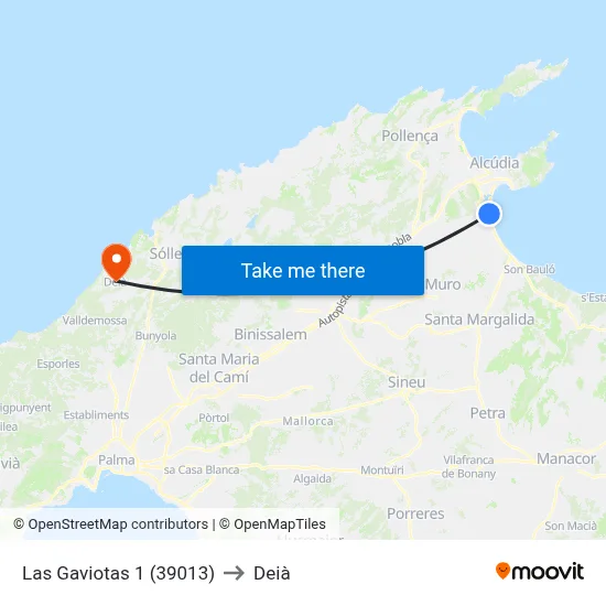 Las Gaviotas 1 (39013) to Deià map