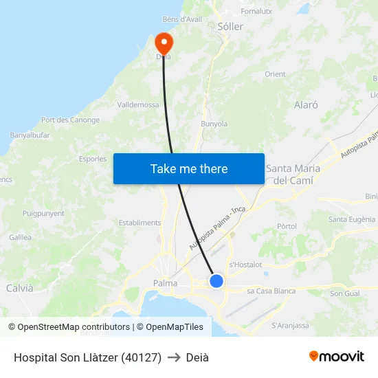 Hospital Son Llàtzer (40127) to Deià map