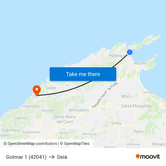 Gotmar 1 (42041) to Deià map