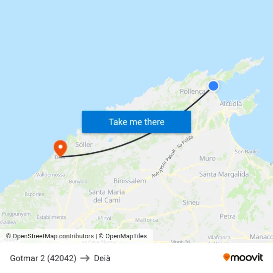 Gotmar 2 (42042) to Deià map