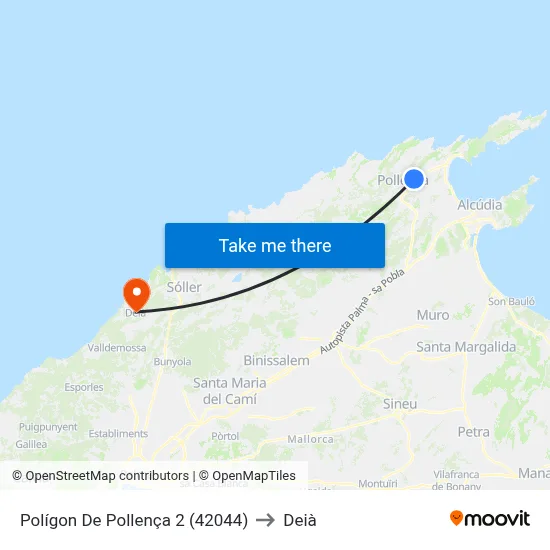 Polígon De Pollença 2 (42044) to Deià map
