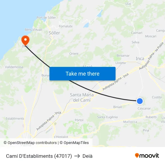 Camí D'Establiments (47017) to Deià map