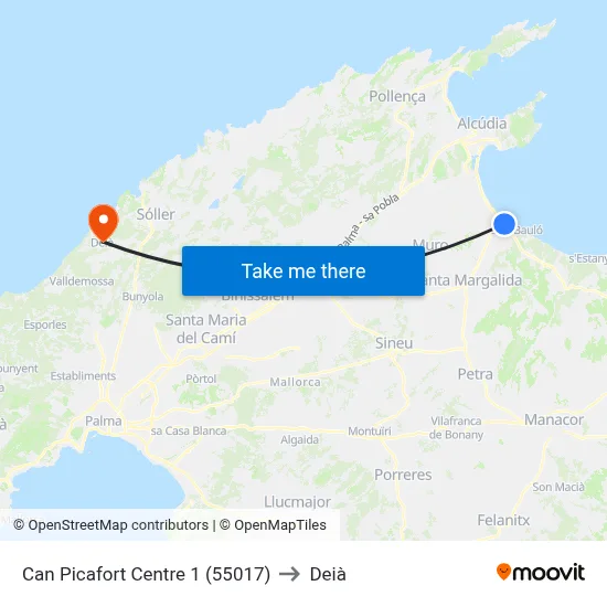 Can Picafort Centre 1 (55017) to Deià map