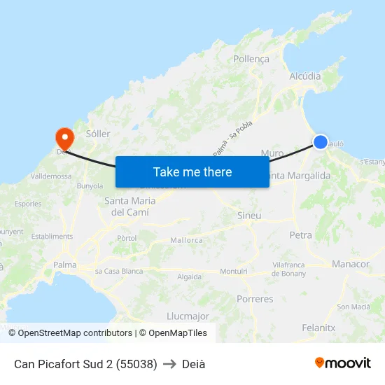 Can Picafort Sud 2 (55038) to Deià map