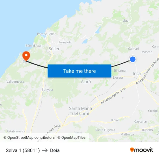 Selva 1 (58011) to Deià map