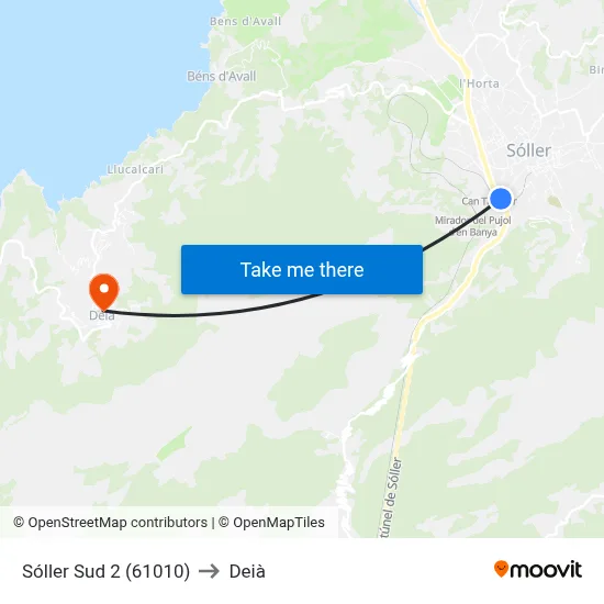 Sóller Sud 2 (61010) to Deià map