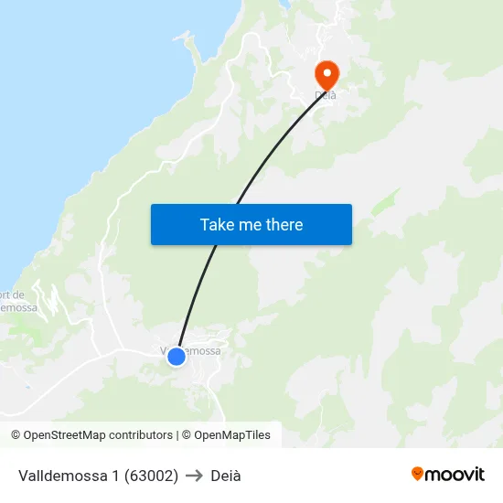 Valldemossa 1 (63002) to Deià map