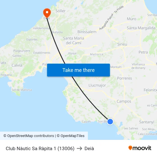 Club Nàutic Sa Ràpita 1 (13006) to Deià map