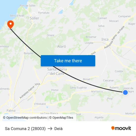 Sa Comuna 2 (28003) to Deià map