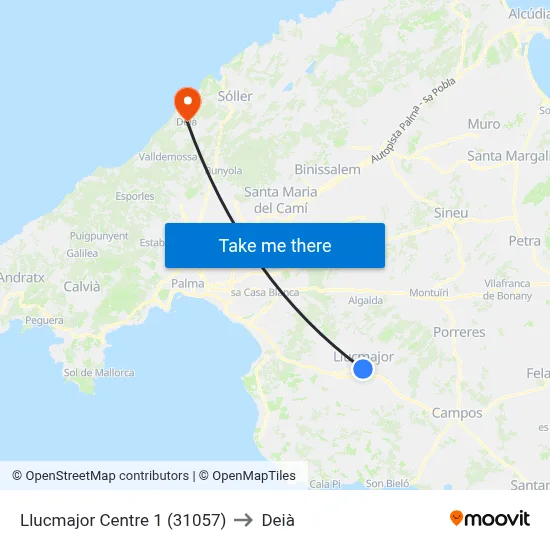 Llucmajor Centre 1 (31057) to Deià map