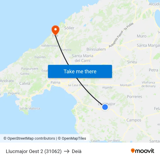 Llucmajor Oest 2 (31062) to Deià map