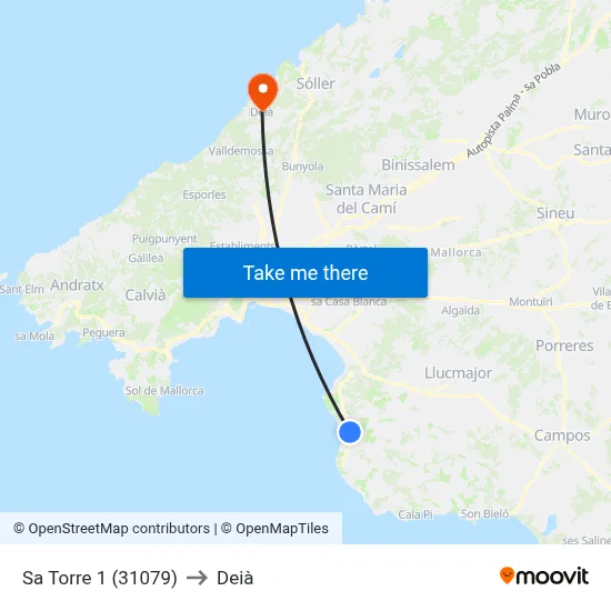 Sa Torre 1 (31079) to Deià map