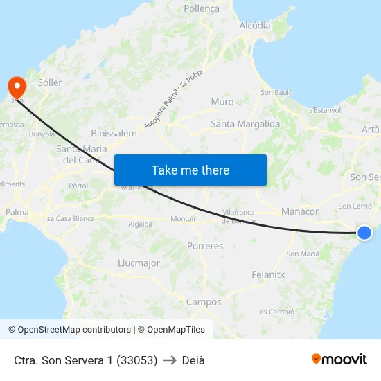 Ctra. Son Servera 1 (33053) to Deià map