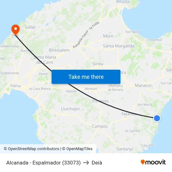 Alcanada - Espalmador (33073) to Deià map