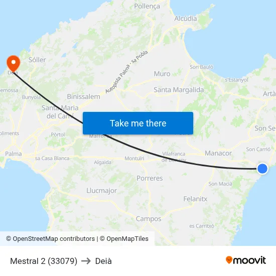 Mestral 2 (33079) to Deià map