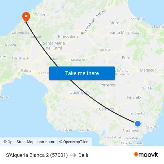 S'Alqueria Blanca 2 (57001) to Deià map