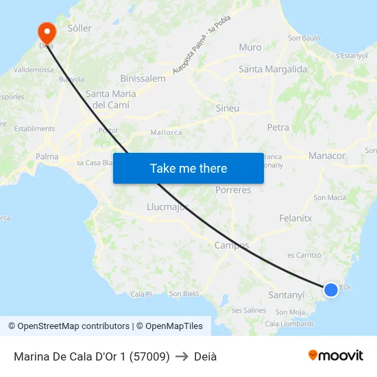 Marina De Cala D'Or 1 (57009) to Deià map