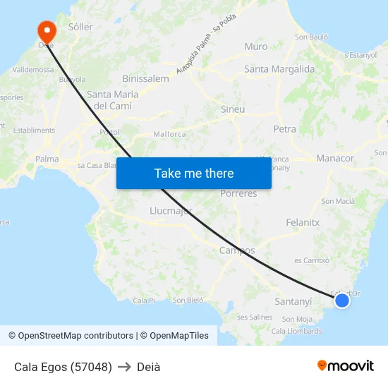 Cala Egos (57048) to Deià map