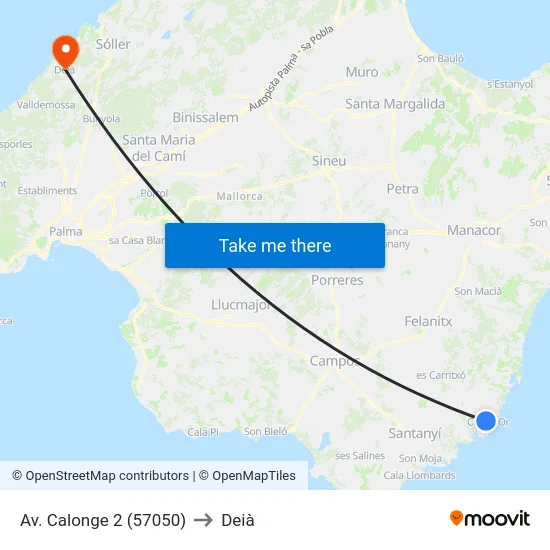 Av. Calonge 2 (57050) to Deià map