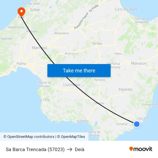 Sa Barca Trencada (57023) to Deià map