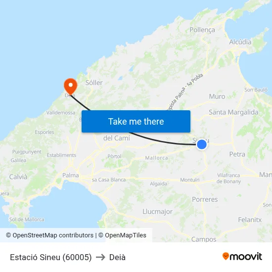 Estació Sineu (60005) to Deià map