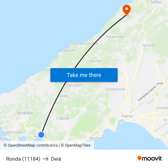 Ronda (11184) to Deià map