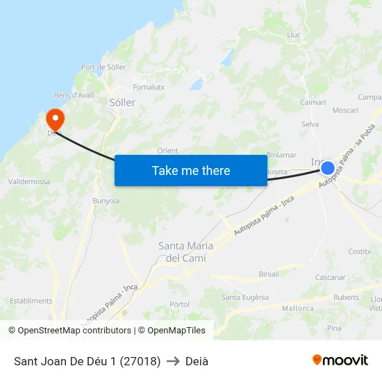 Sant Joan De Déu 1 (27018) to Deià map