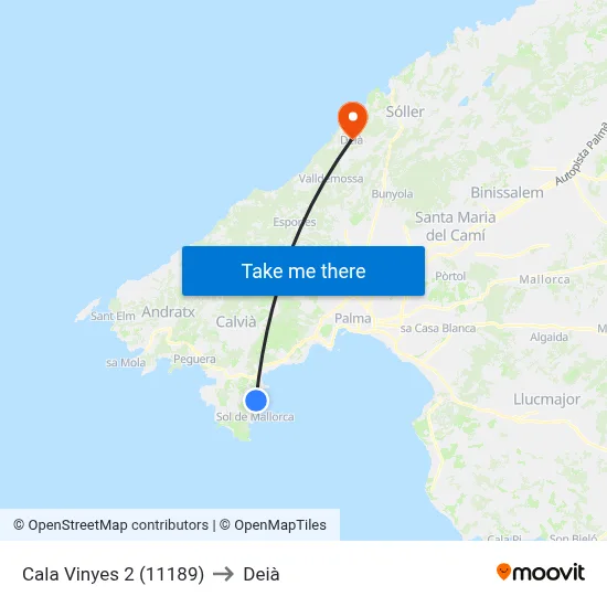 Cala Vinyes 2 (11189) to Deià map