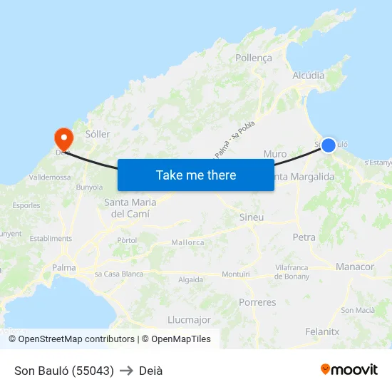 Son Bauló (55043) to Deià map