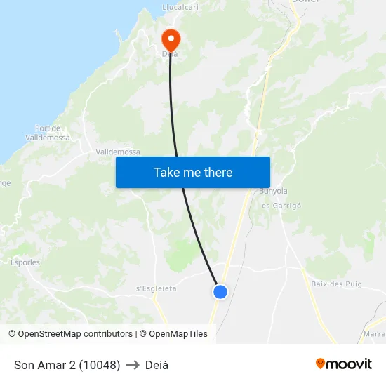 Son Amar 2 (10048) to Deià map