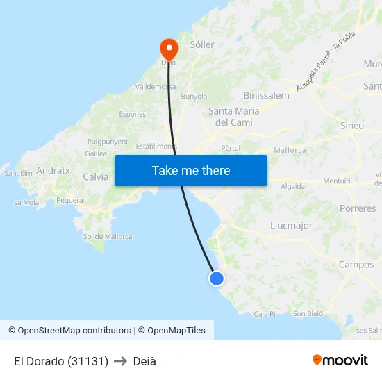 El Dorado (31131) to Deià map